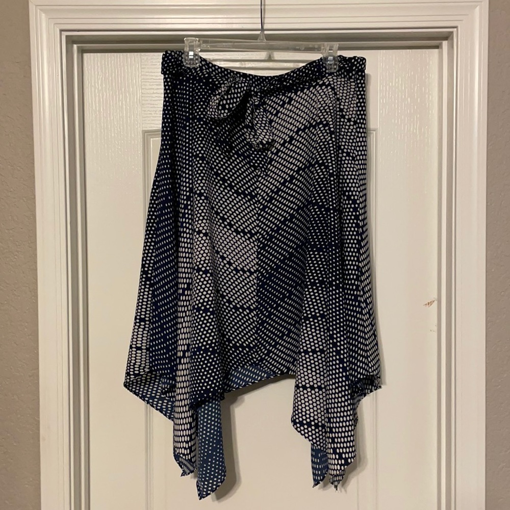 Banana Republic Navy Blue White Polka Dot Handkerchief Hem Skirt Sz 12